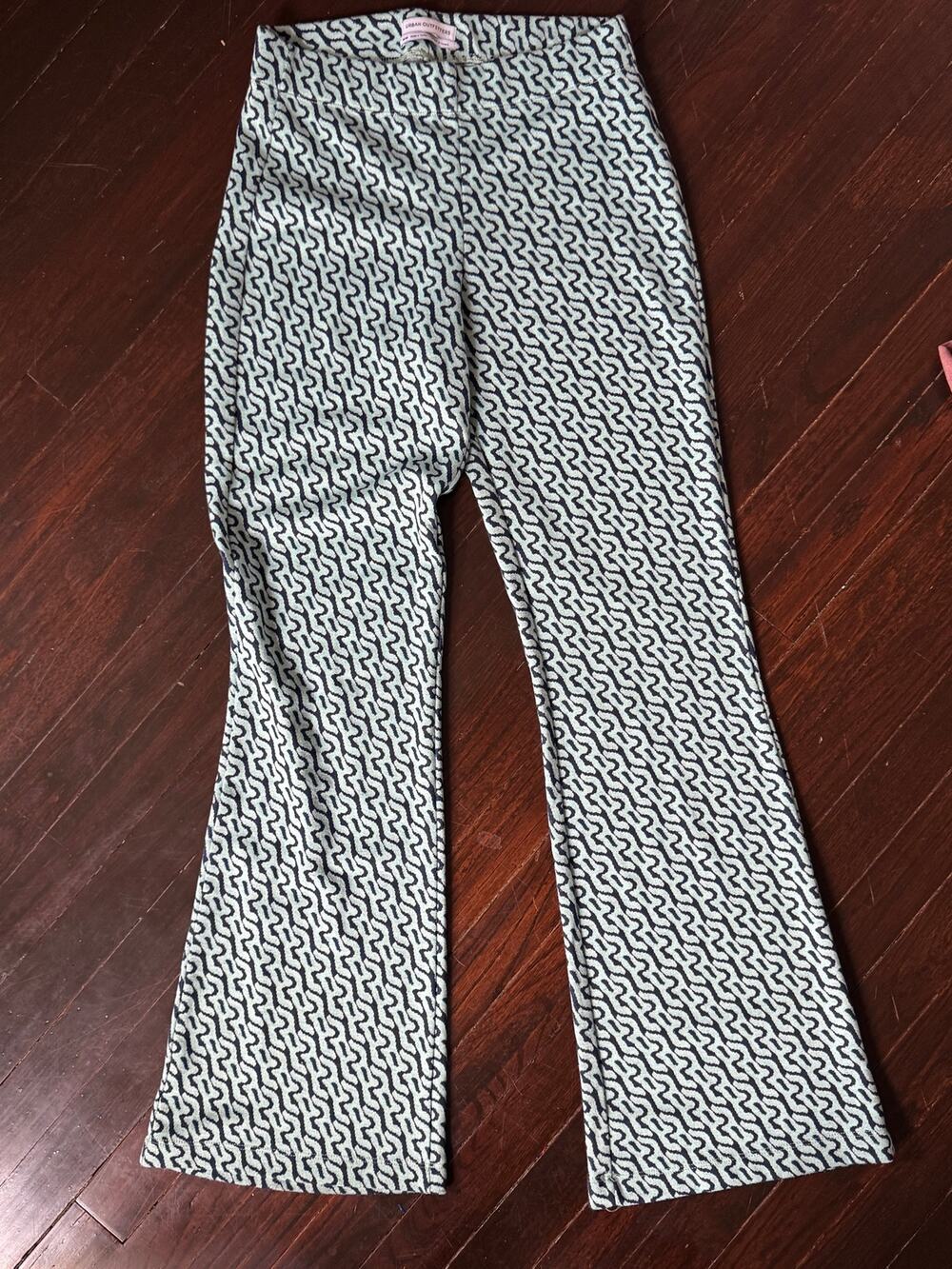 Urban Outfitters Bryn Retro Teal Geometric Knit Flare Pants M